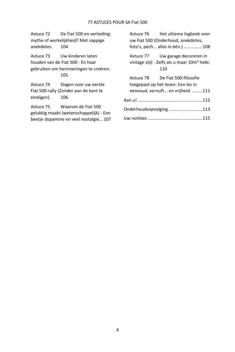 Inhoudsopgave (4/4): de 77 behandelde tips