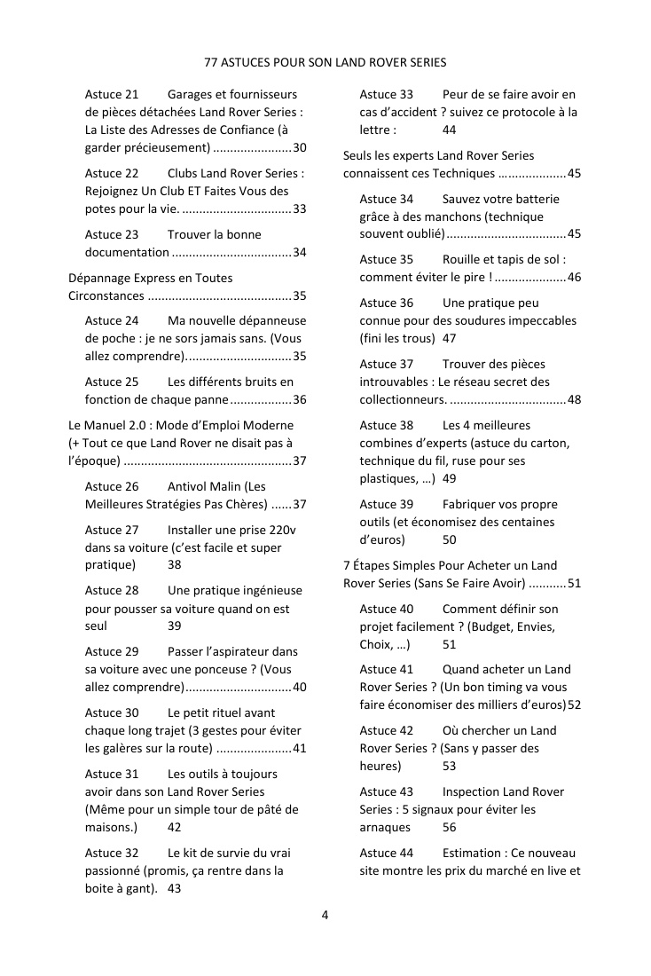 Table des matières (2/3) : les 77 astuces couvertes