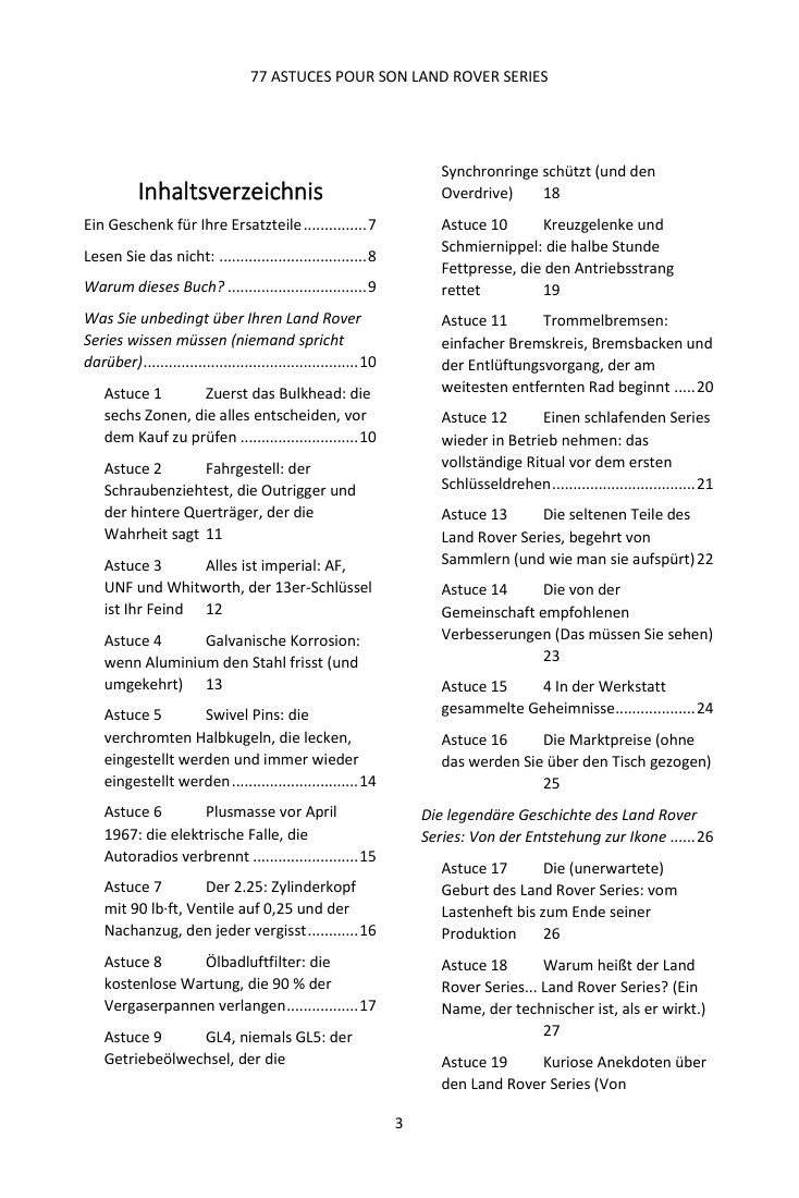 Inhaltsverzeichnis (1/4): die 77 behandelten Tipps