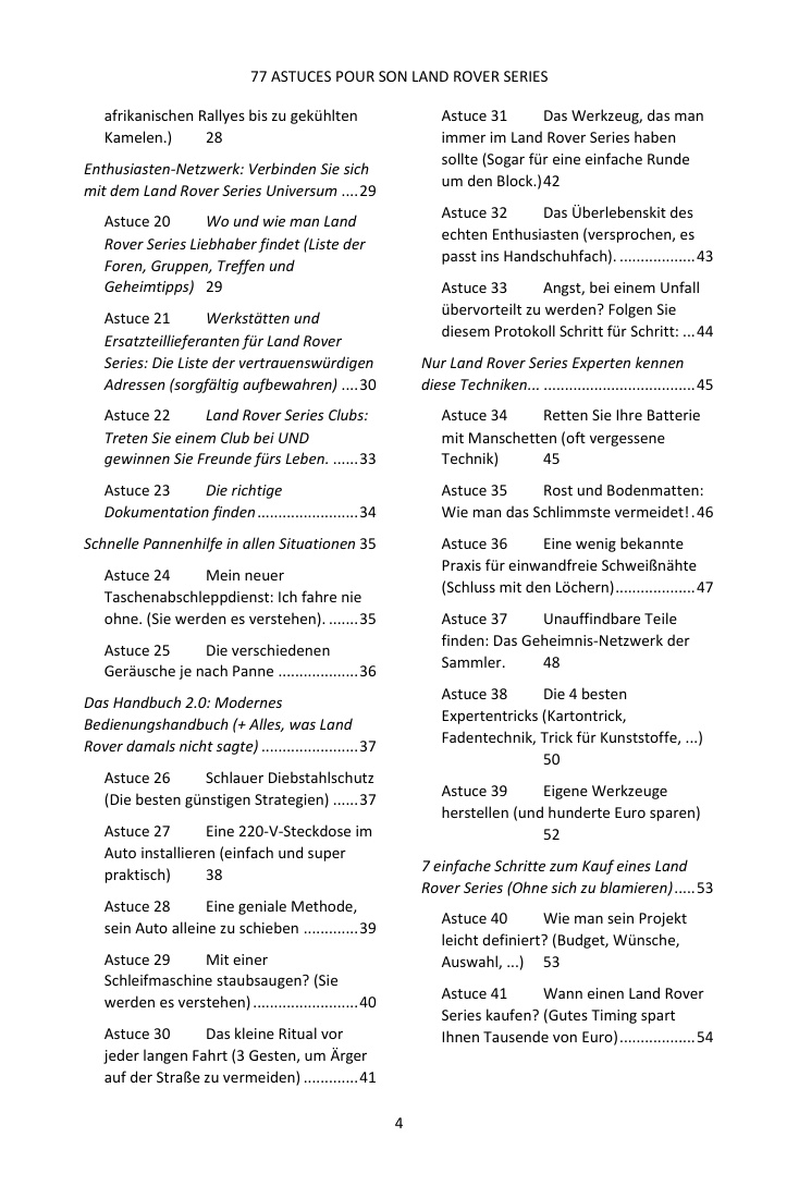 Inhaltsverzeichnis (2/4): die 77 behandelten Tipps