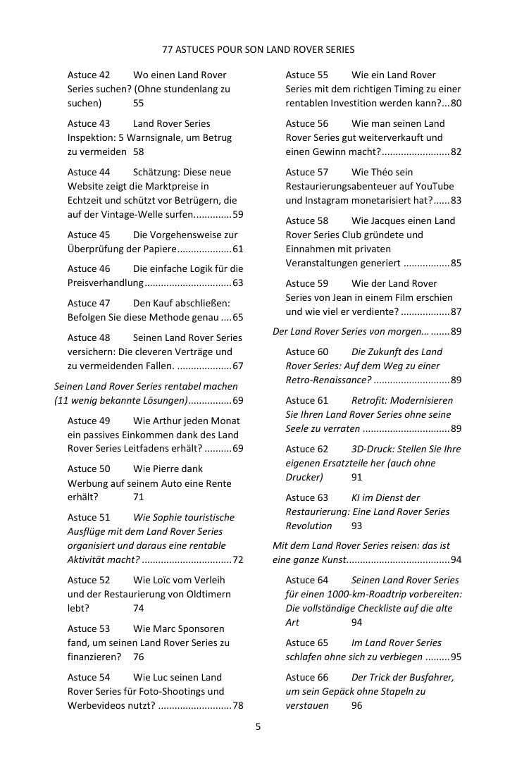 Inhaltsverzeichnis (3/4): die 77 behandelten Tipps