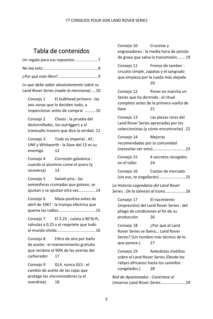Índice (1/4): los 77 consejos tratados