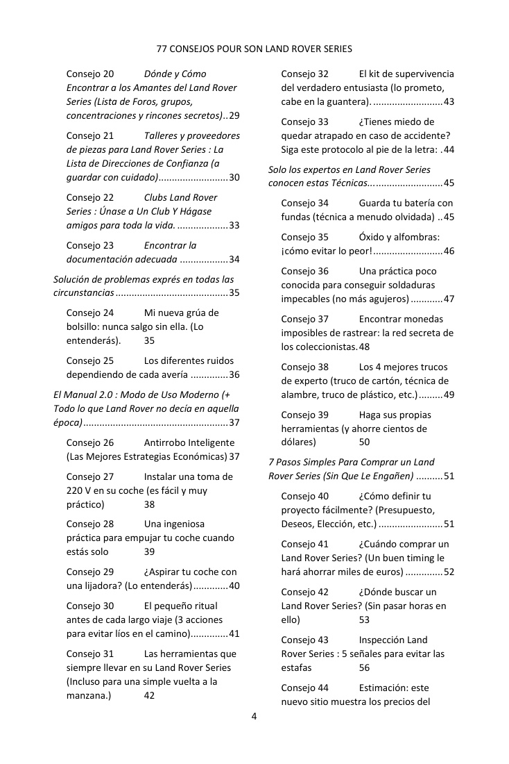 Índice (2/4): los 77 consejos tratados