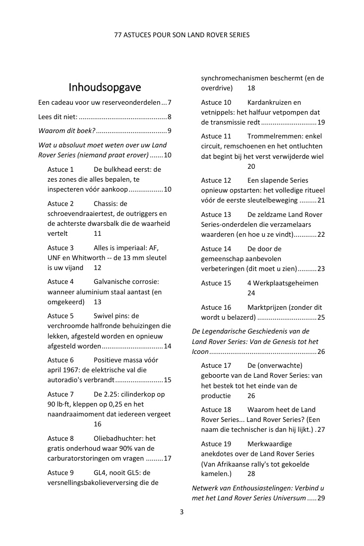 Inhoudsopgave (1/4): de 77 behandelde tips