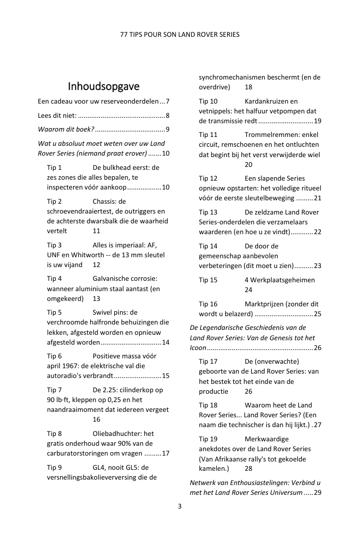 Inhoudsopgave (1/4): de 77 behandelde tips