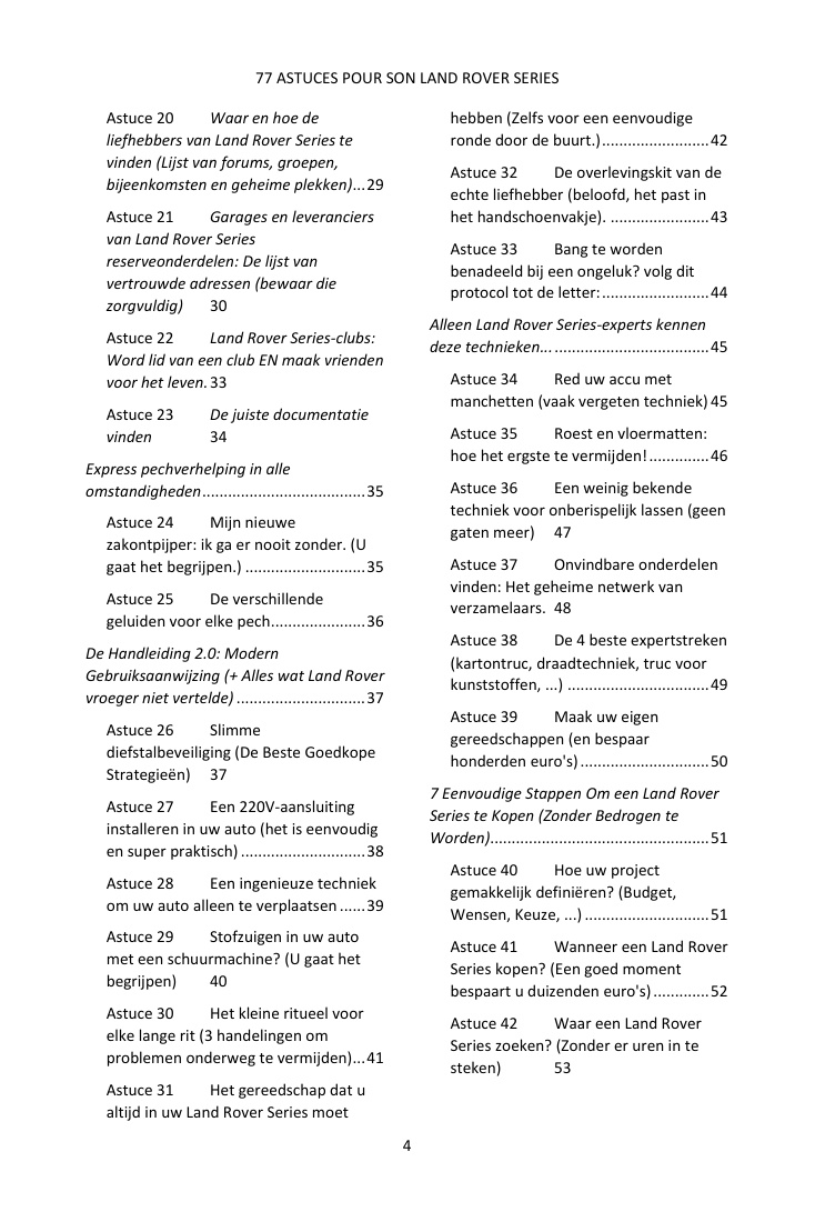 Inhoudsopgave (2/4): de 77 behandelde tips
