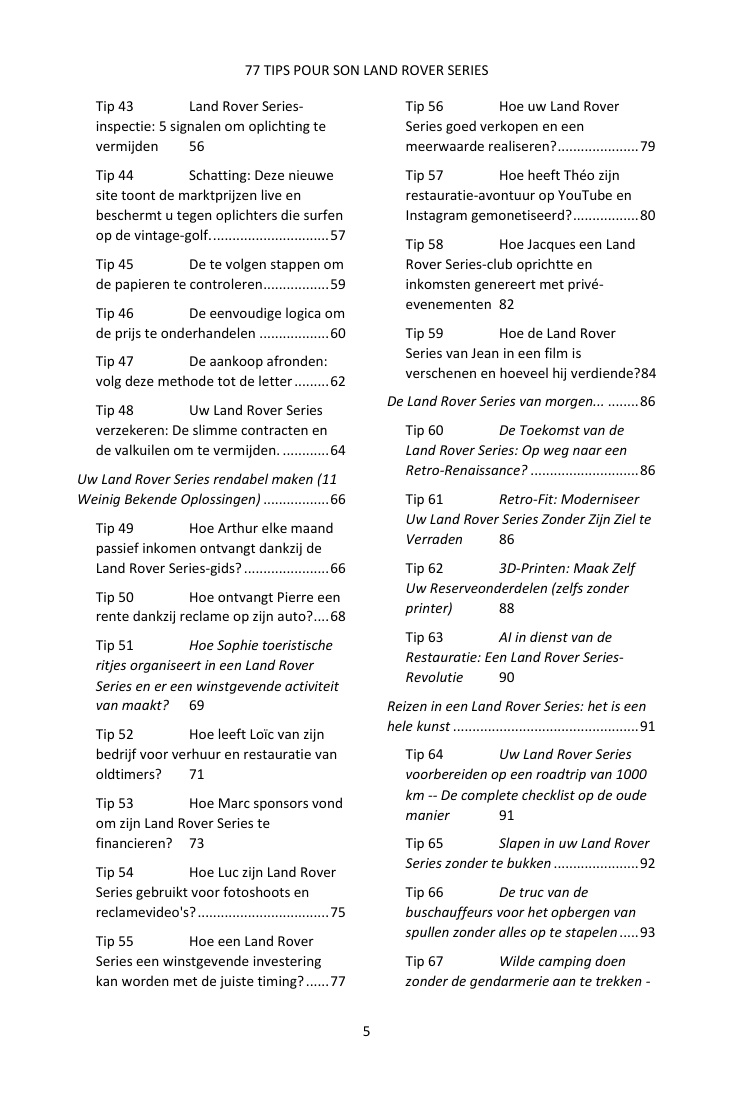 Inhoudsopgave (3/4): de 77 behandelde tips
