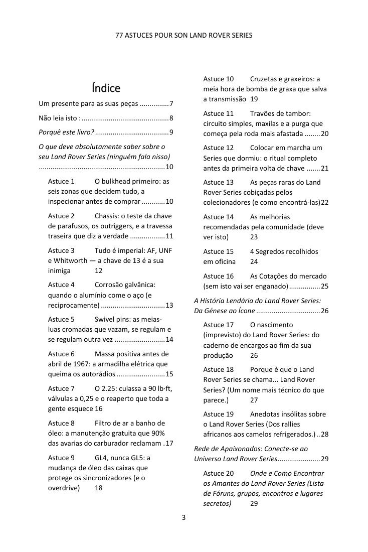 Índice (1/4): as 77 dicas abordadas
