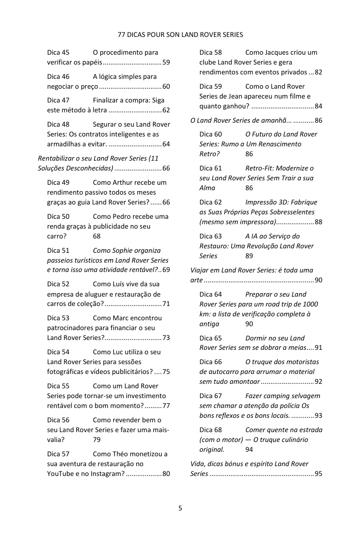 Índice (3/4): as 77 dicas abordadas