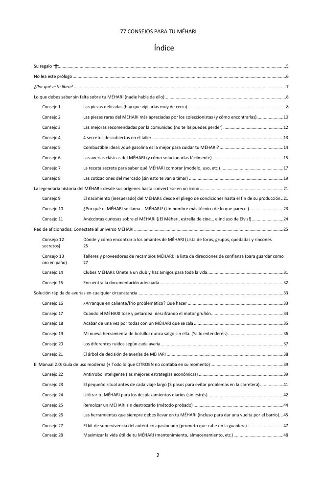 Índice (1/3): los 77 consejos tratados