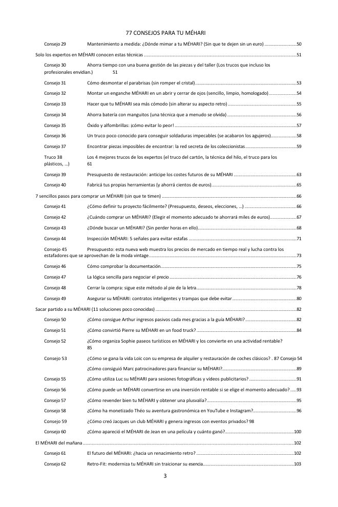 Índice (2/3): los 77 consejos tratados