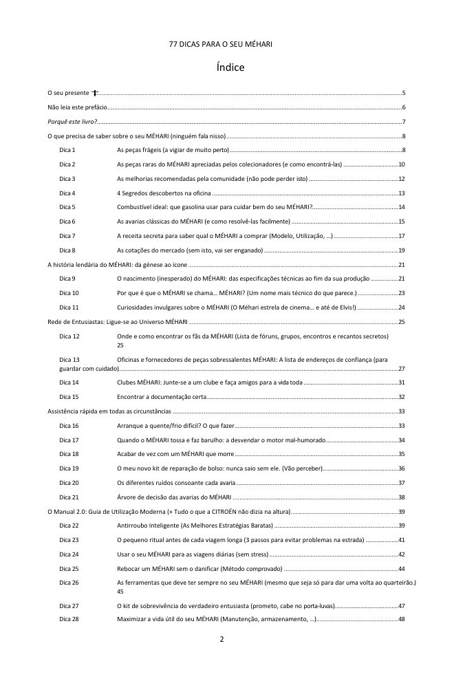 Índice (1/3): as 77 dicas abordadas