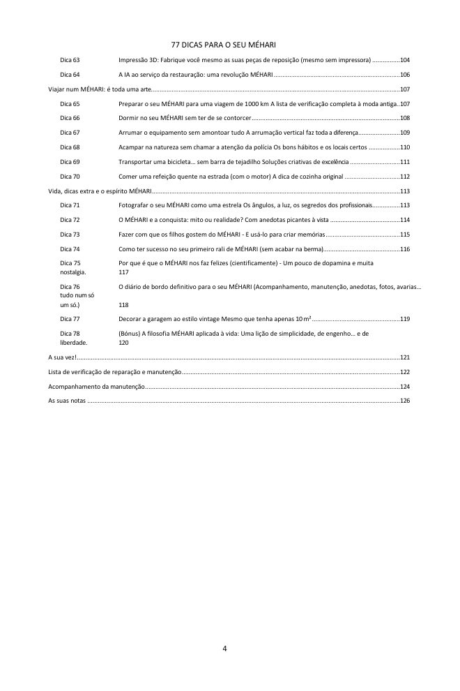 Índice (3/3): as 77 dicas abordadas
