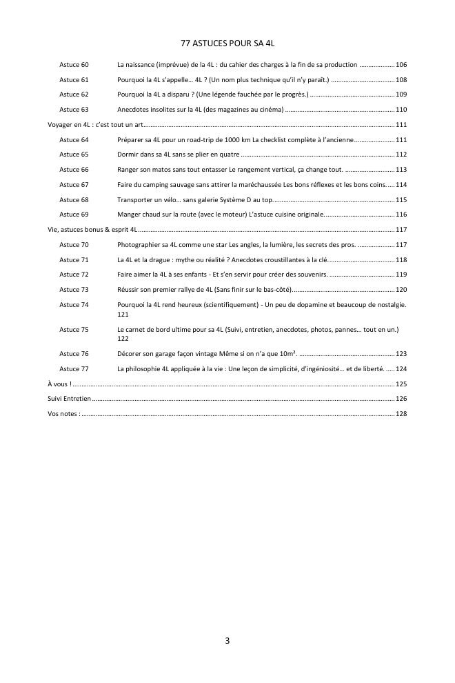 Table des matières (3/3) : les 77 astuces couvertes