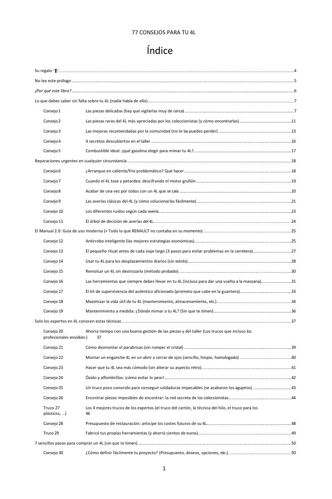 Índice (1/3): los 77 consejos tratados