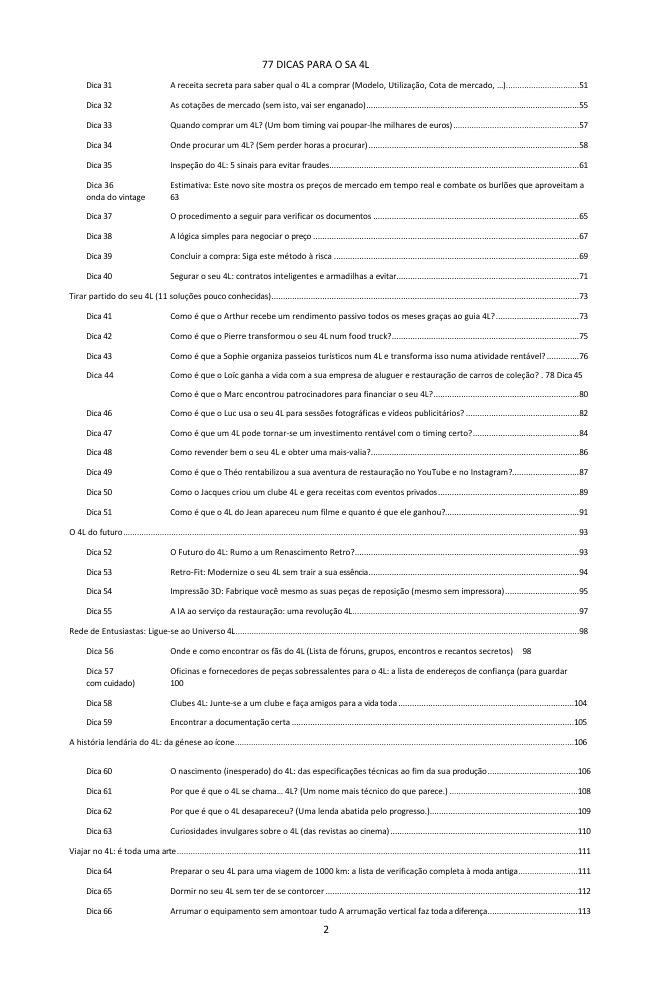 Índice (2/3): as 77 dicas abordadas
