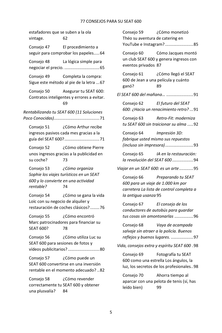 Índice (3/4): los 77 consejos tratados