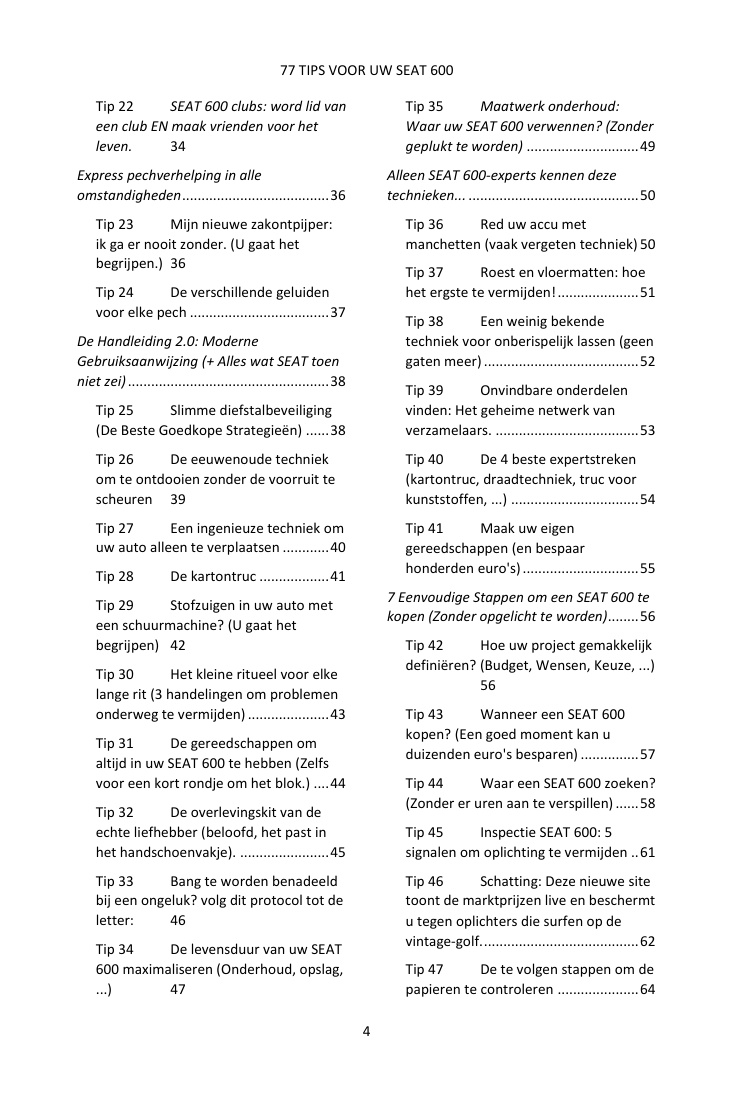 Inhoudsopgave (2/4): de 77 behandelde tips