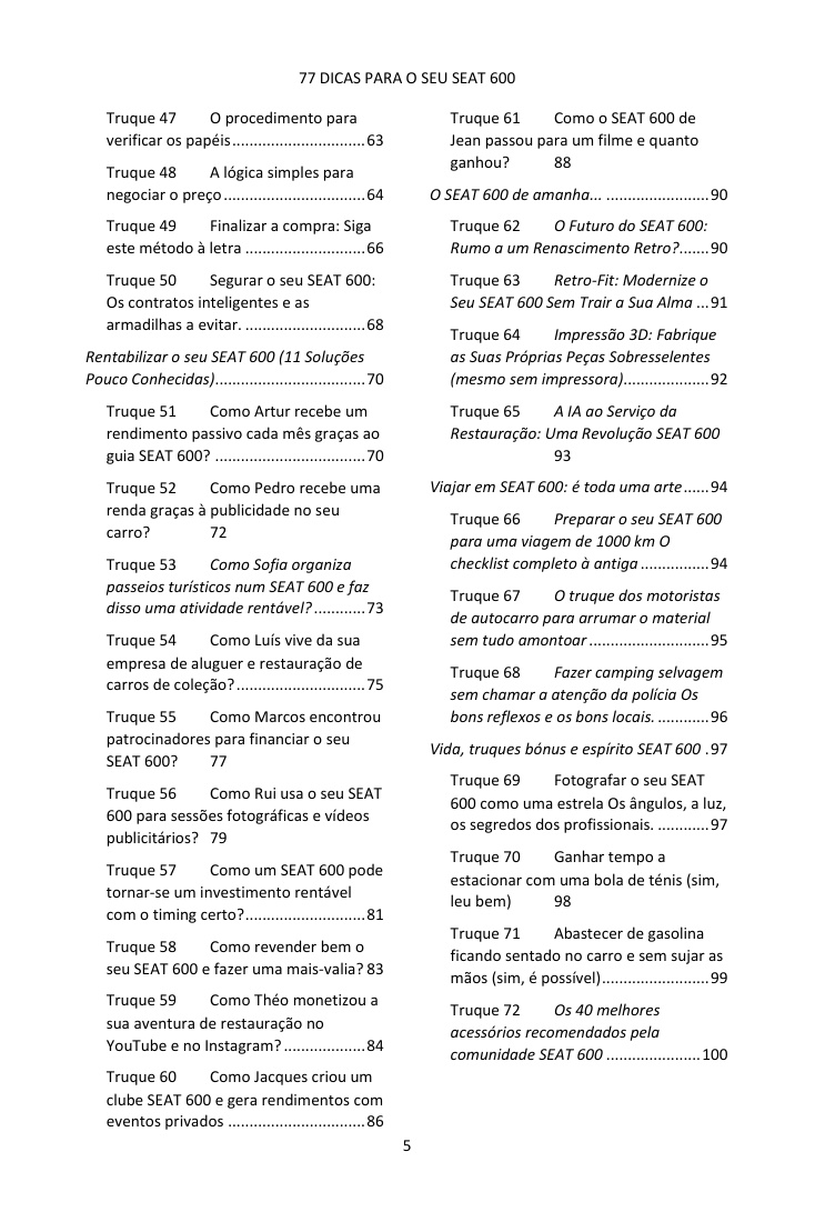 Índice (3/4): as 77 dicas abordadas