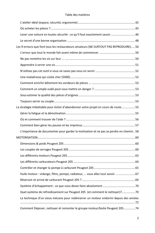 Table des matières (2/7) : tout ce que couvre le guide