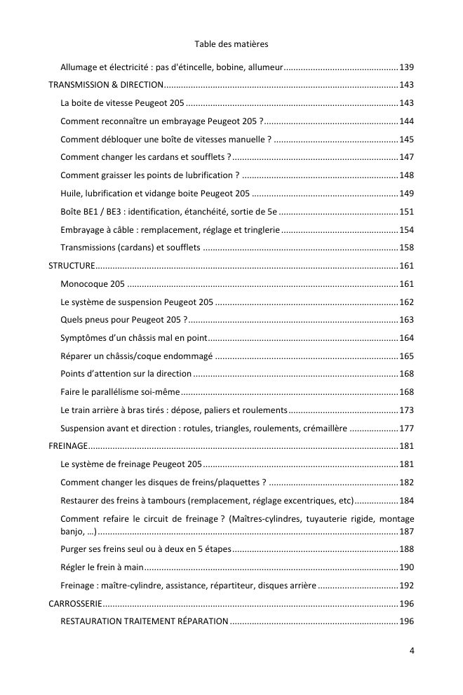 Table des matières (4/7) : tout ce que couvre le guide