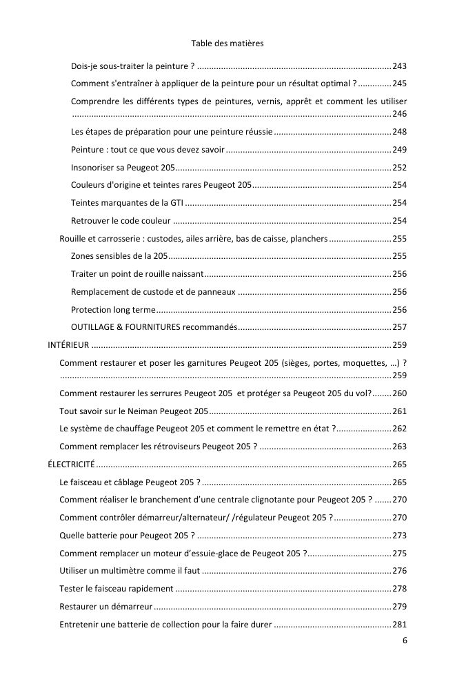 Table des matières (6/7) : tout ce que couvre le guide