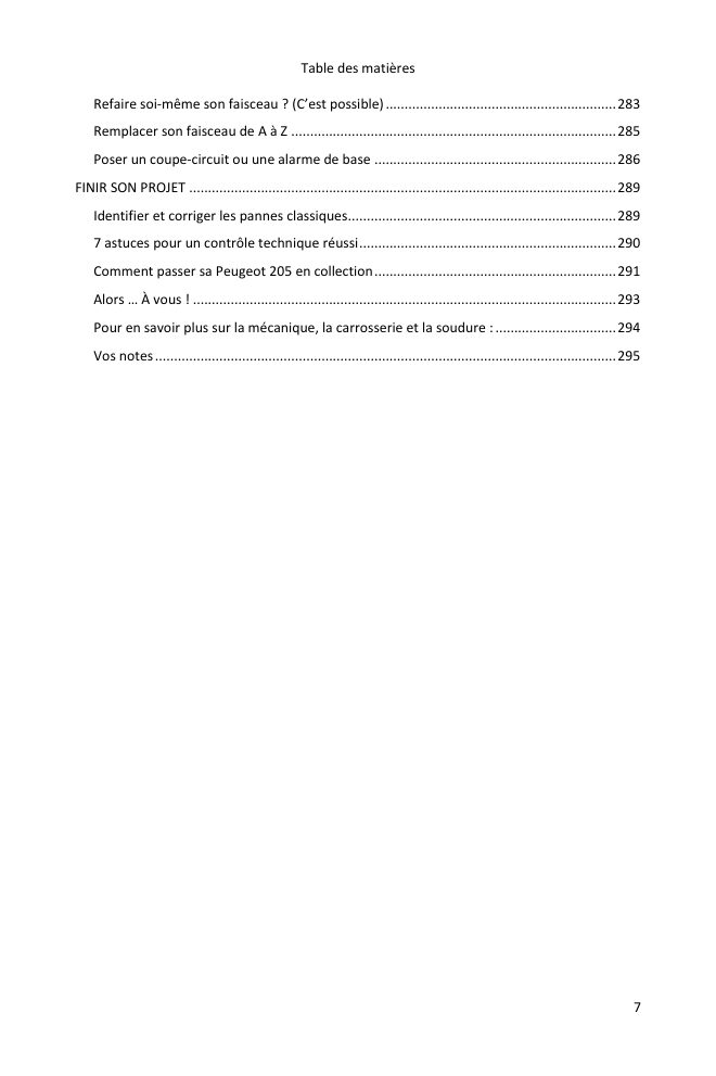Table des matières (7/7) : tout ce que couvre le guide
