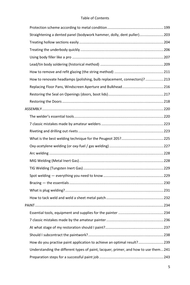 Table of contents (5/7): everything the guide covers