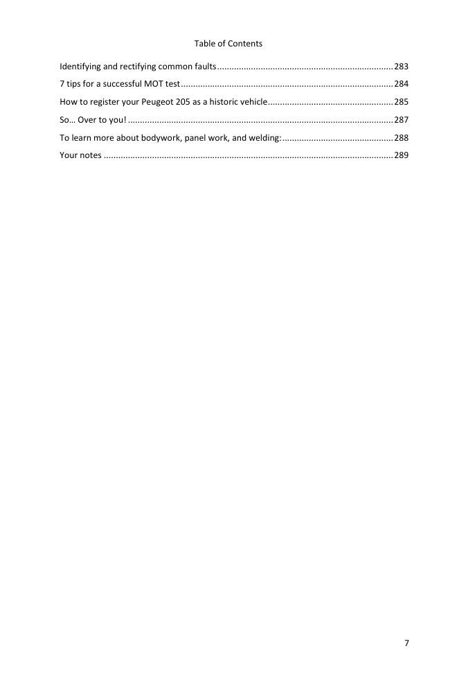 Table of contents (7/7): everything the guide covers