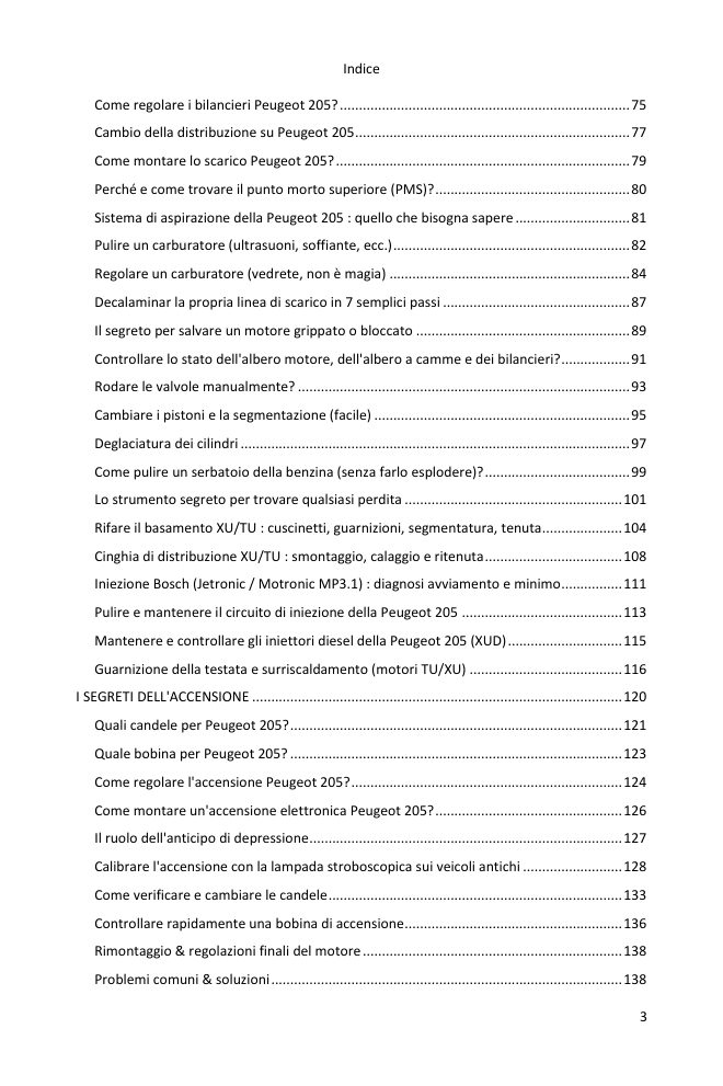 Indice (3/7): tutto ciò che la guida tratta