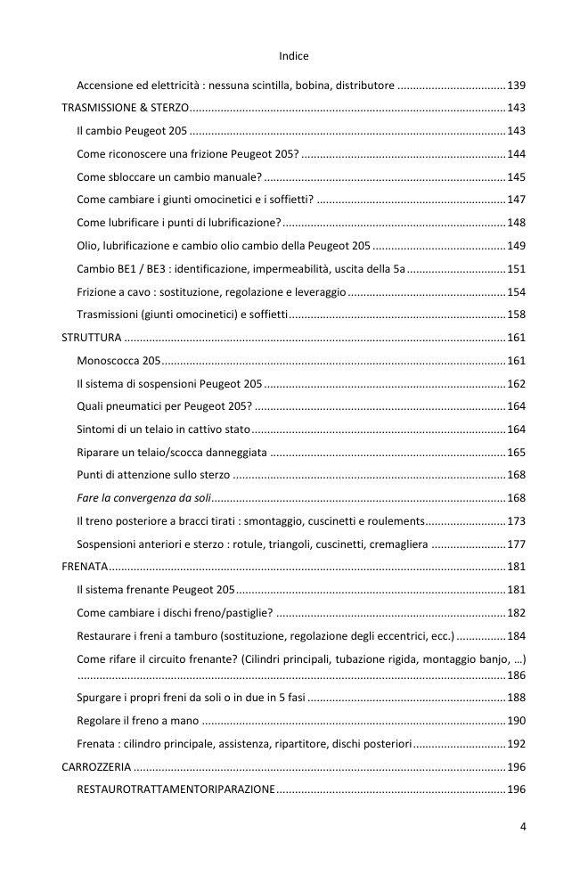 Indice (4/7): tutto ciò che la guida tratta
