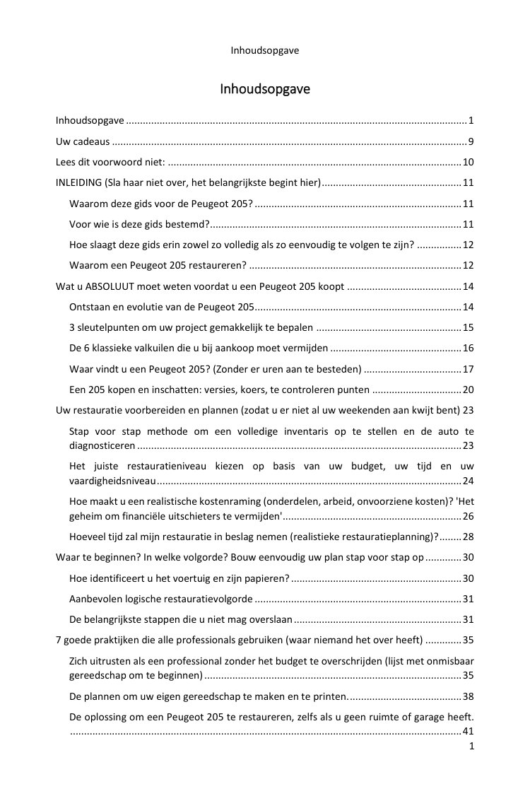 Inhoudsopgave (1/7): alles wat de gids behandelt