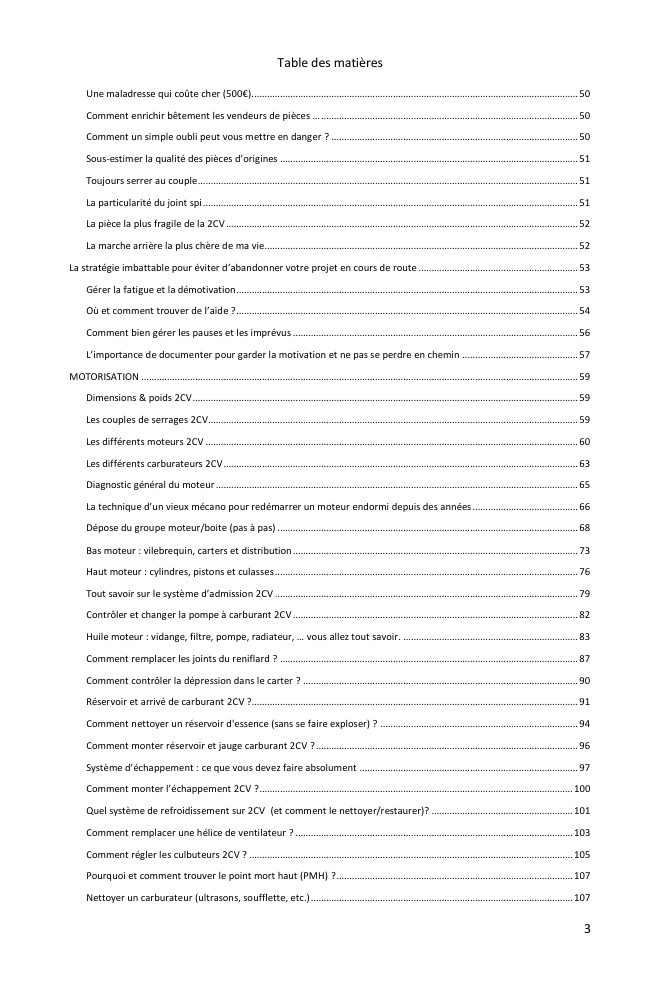 Table des matières (2/6) : tout ce que couvre le guide