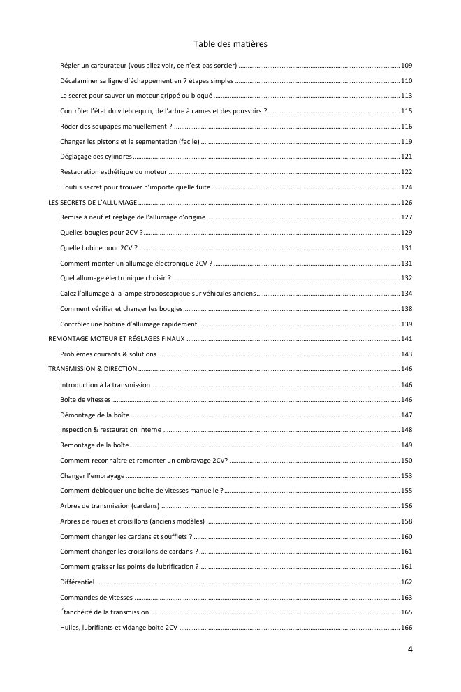 Table des matières (3/6) : tout ce que couvre le guide