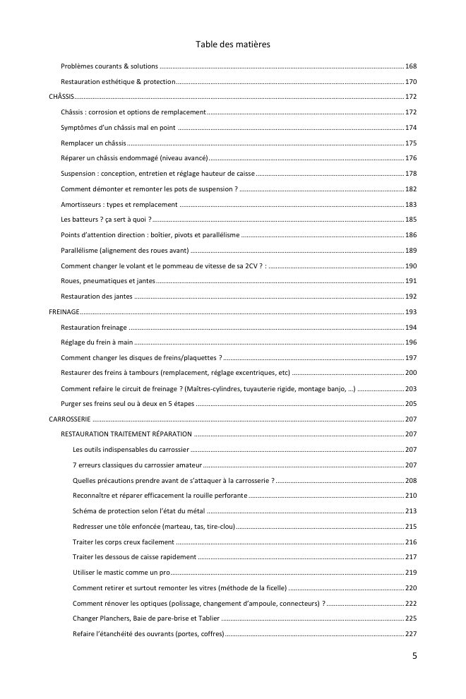Table des matières (4/6) : tout ce que couvre le guide