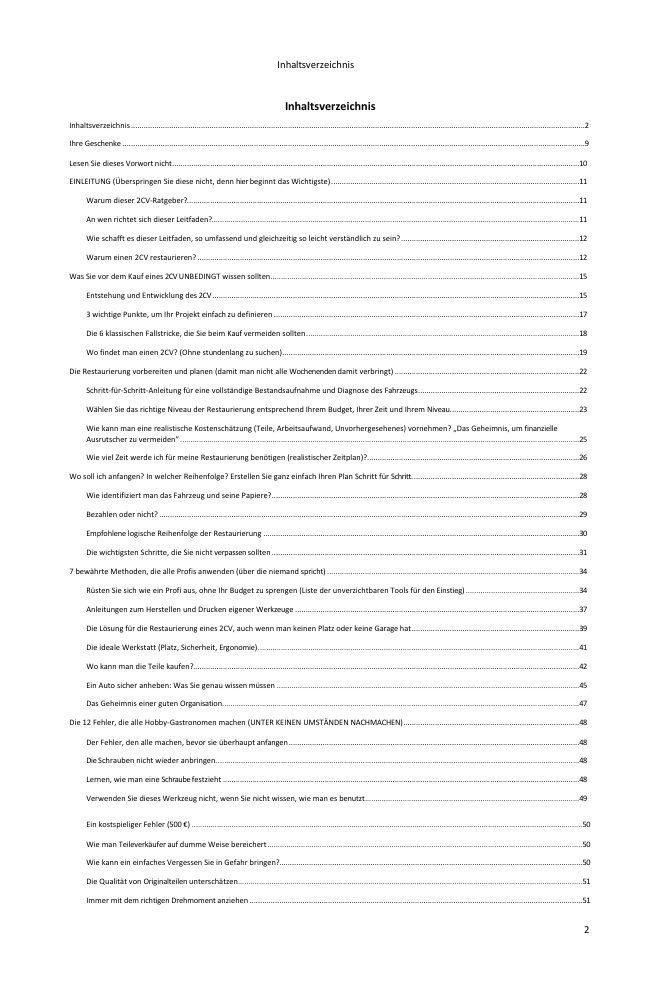Inhaltsverzeichnis (1/5): alles, was der Leitfaden abdeckt
