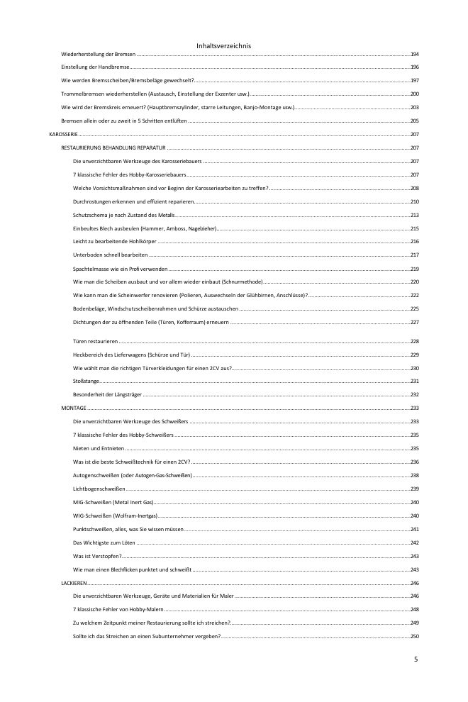 Inhaltsverzeichnis (4/5): alles, was der Leitfaden abdeckt