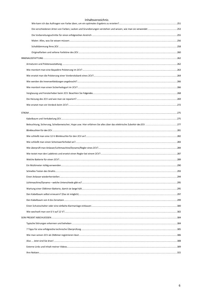 Inhaltsverzeichnis (5/5): alles, was der Leitfaden abdeckt