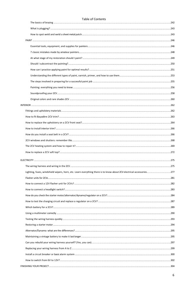 Table of contents (5/6): everything the guide covers