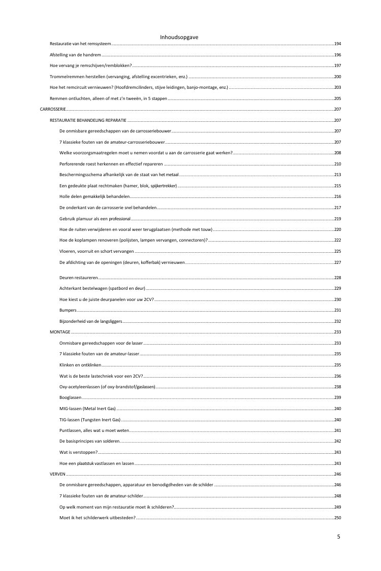 Inhoudsopgave (4/5): alles wat de gids behandelt