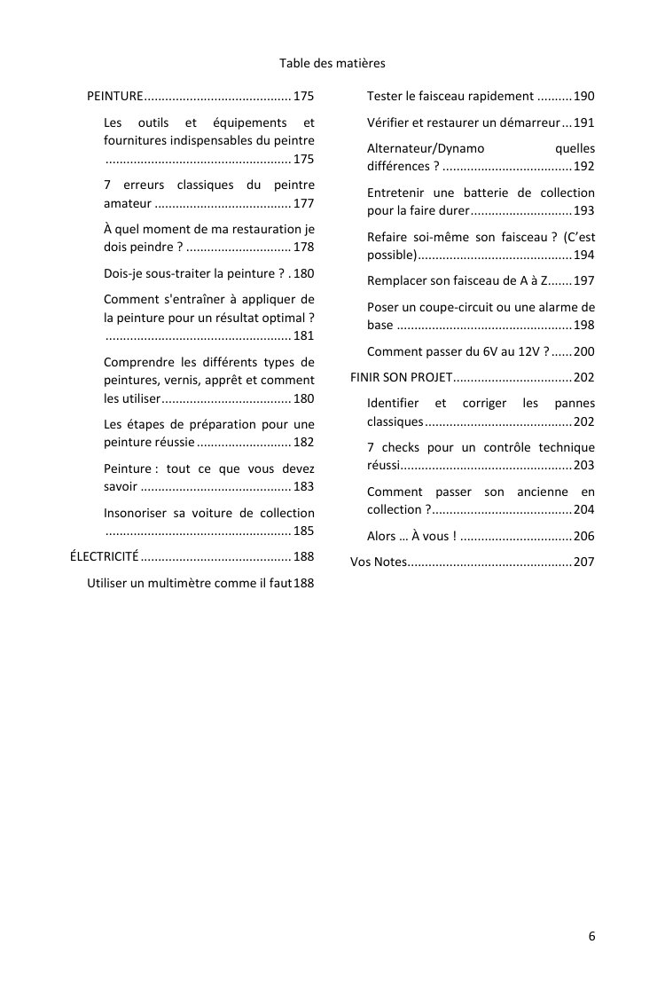 Table des matières (4/4) : tout ce que couvre le guide