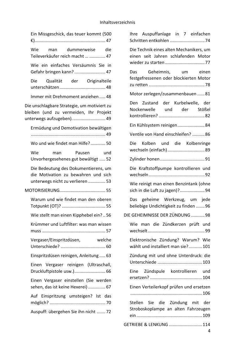 Inhaltsverzeichnis (2/4): alles, was der Ratgeber abdeckt