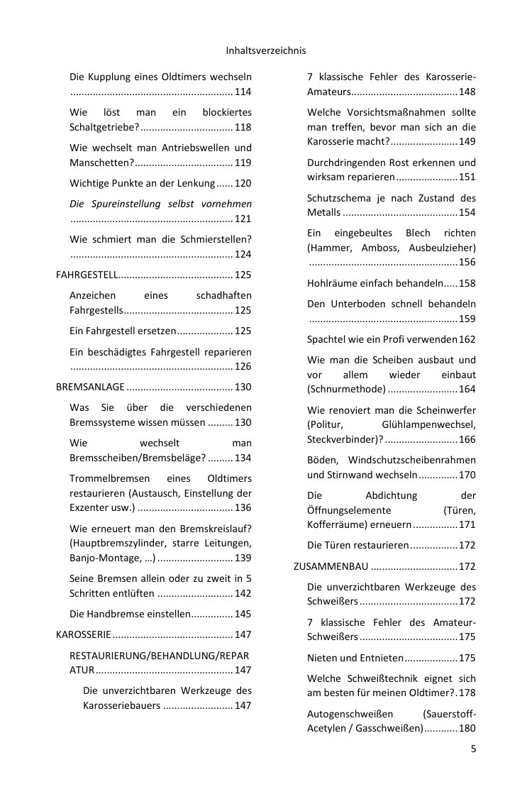 Inhaltsverzeichnis (3/4): alles, was der Ratgeber abdeckt