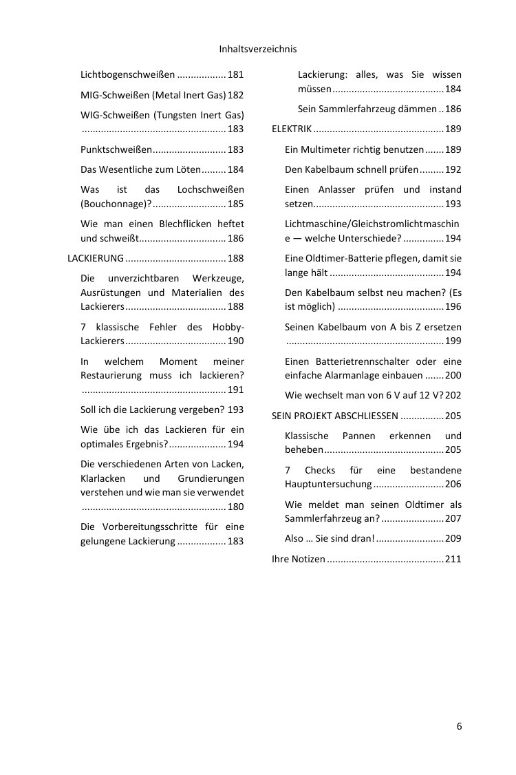 Inhaltsverzeichnis (4/4): alles, was der Ratgeber abdeckt