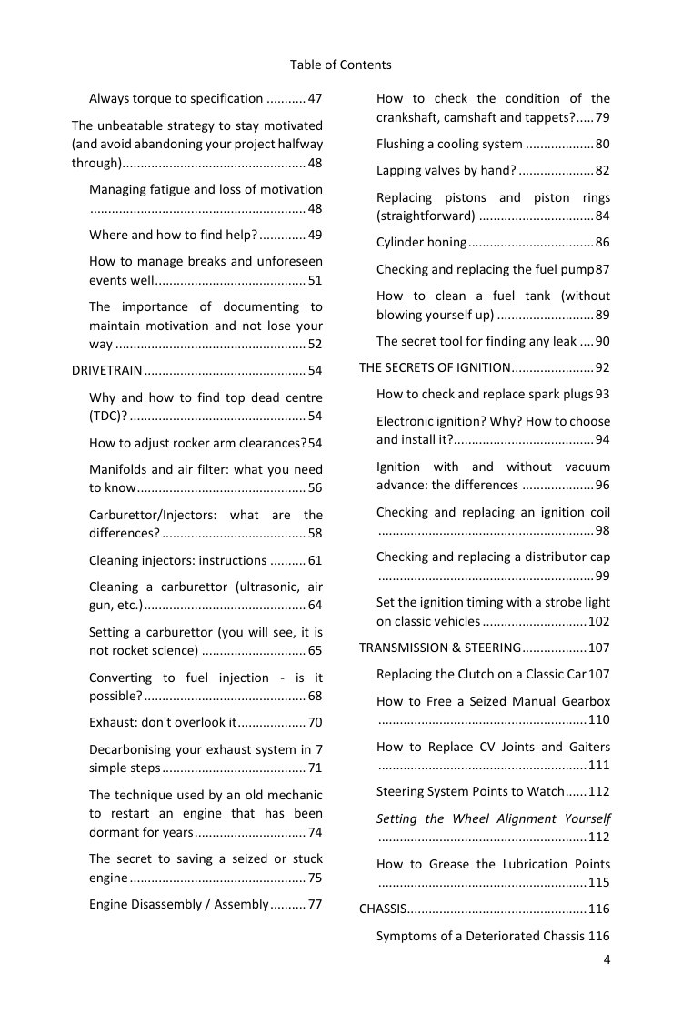 Table of contents (2/4): everything the guide covers