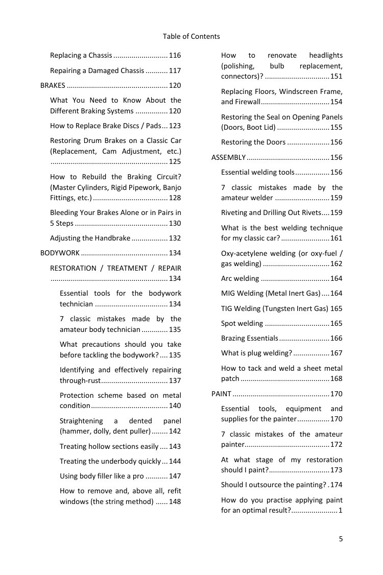 Table of contents (3/4): everything the guide covers