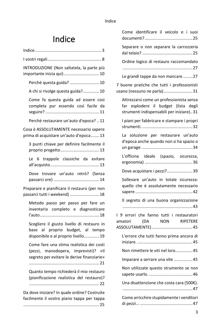 Indice (1/4): tutto ciò che copre la guida