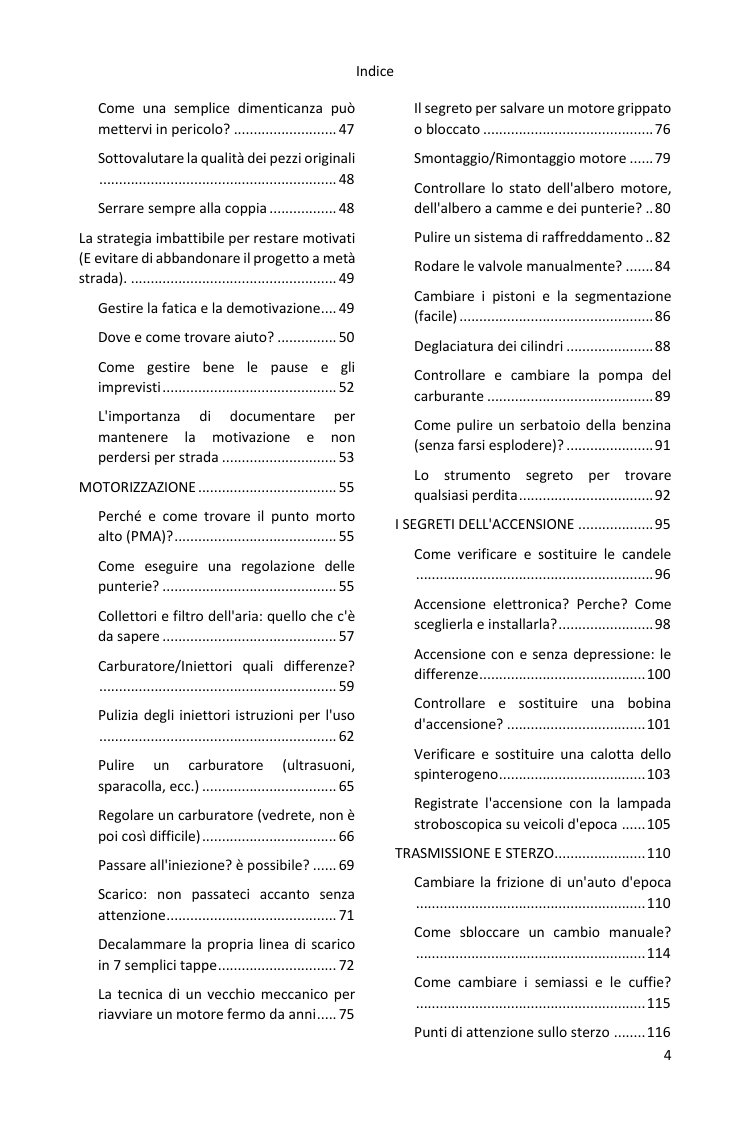 Indice (2/4): tutto ciò che copre la guida