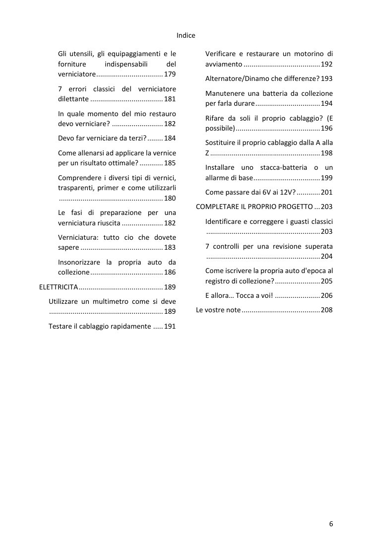 Indice (4/4): tutto ciò che copre la guida