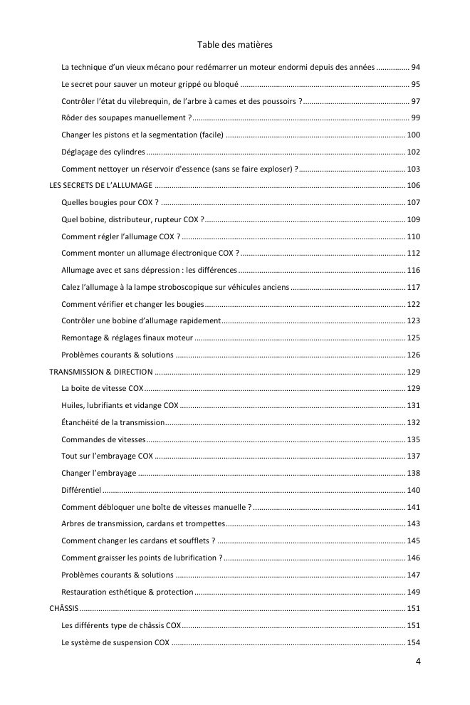 Table des matières (3/6) : tout ce que couvre le guide